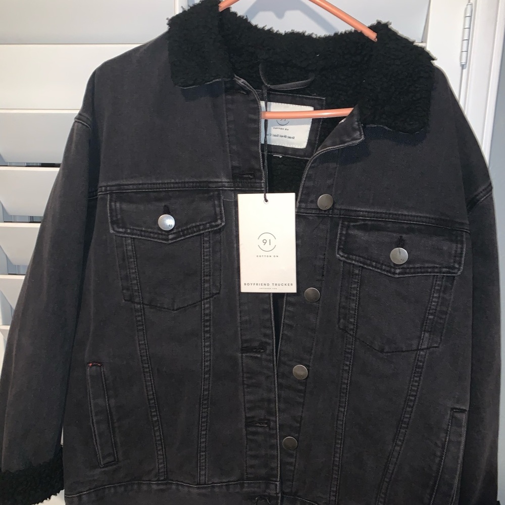 Black Jean Sherpa Jacket